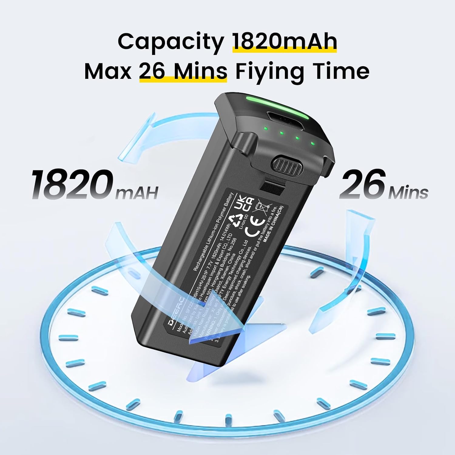 DEERC D65 Drone Battery with Charging Cable