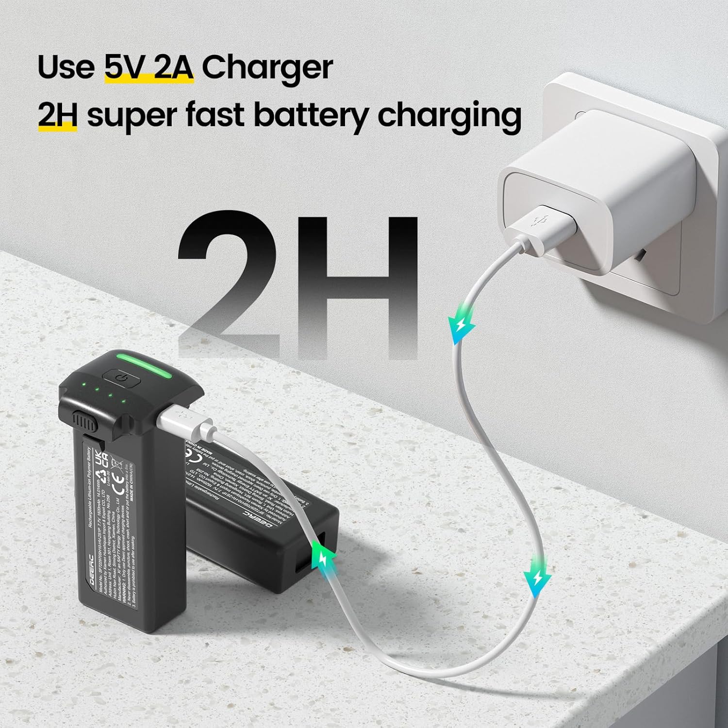 DEERC D65 Drone Battery with Charging Cable