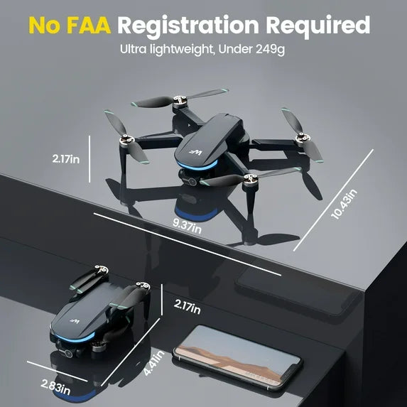 WeFone WF40 GPS Drones with Camera for Adults 4K, Foldable RC Quadcopter with Gimbal, EIS, Black