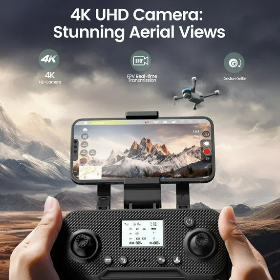 WeFone WF40 GPS Drones with Camera for Adults 4K, Foldable RC Quadcopter with Gimbal, EIS, Black
