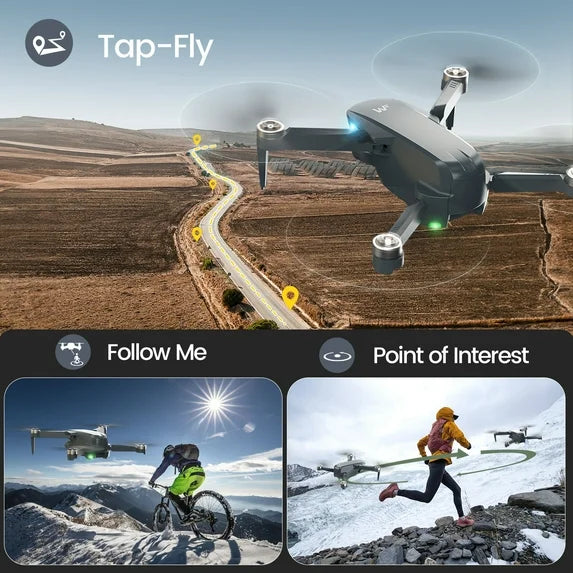 WeFone WF40 GPS Drones with Camera for Adults 4K, Foldable RC Quadcopter with Gimbal, EIS, Black