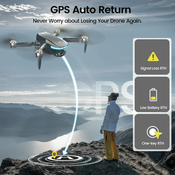 WeFone WF40 GPS Drones with Camera for Adults 4K, Foldable RC Quadcopter with Gimbal, EIS, Black