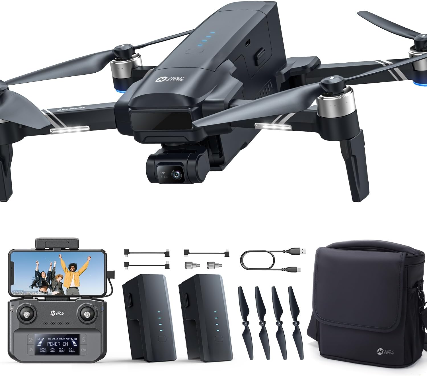 Holy Stone HS600D 3-Axis Gimbal GPS Drone with 4K EIS Camera, Integrated Remote ID, 80 Min Flight, 20000FT Transmission, Auto Return, Level-6 Wind Resistance, Available in the US and Canada