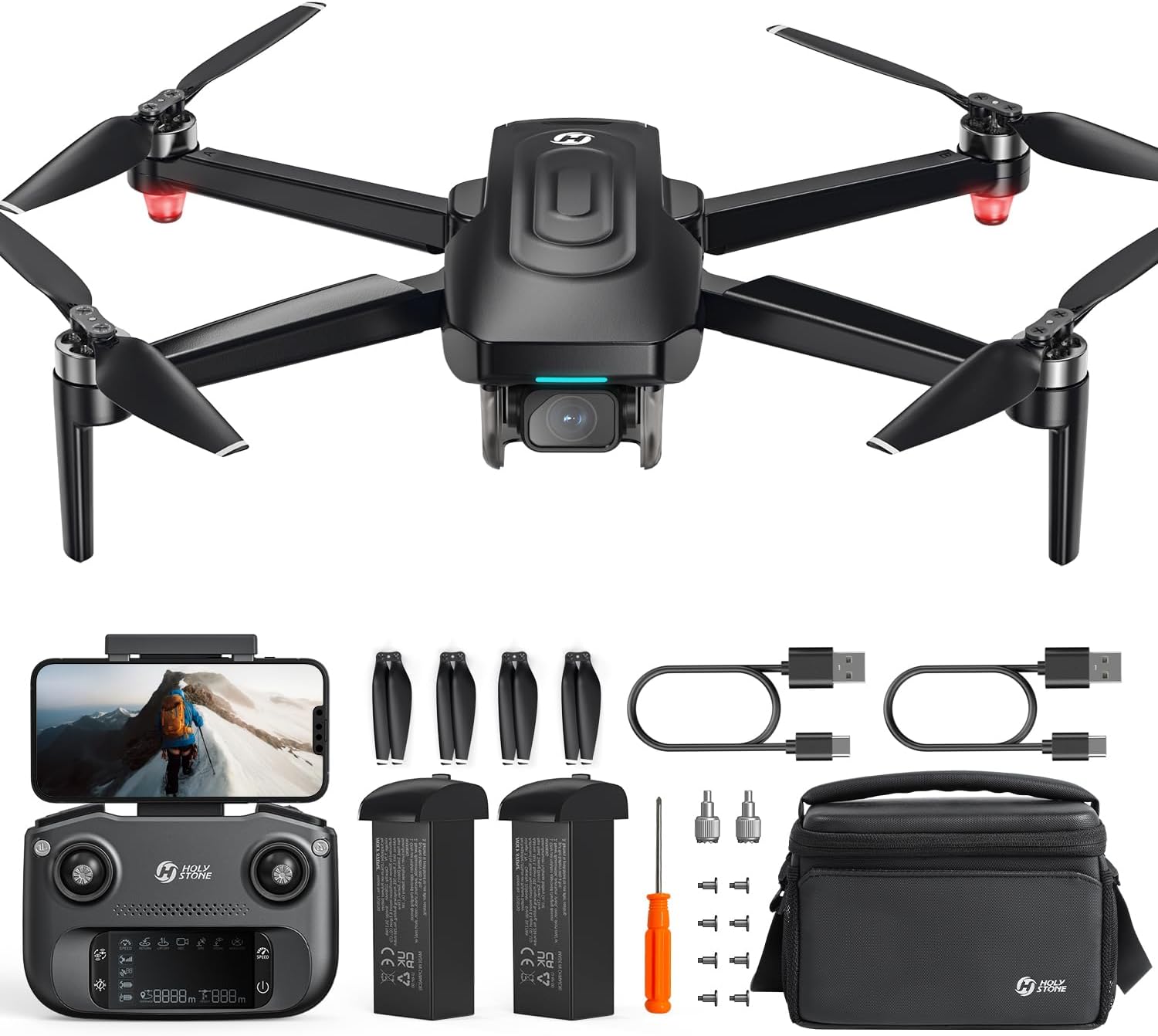 Holy Stone HS175G GPS Drone with 4K EIS Camera, 60 Mins Flight Time, Brushless Motor, Tap Fly, Auto Return, Follow Me, 249g Foldable Drone, Upgraded HS175D, Available in US/CA/UK