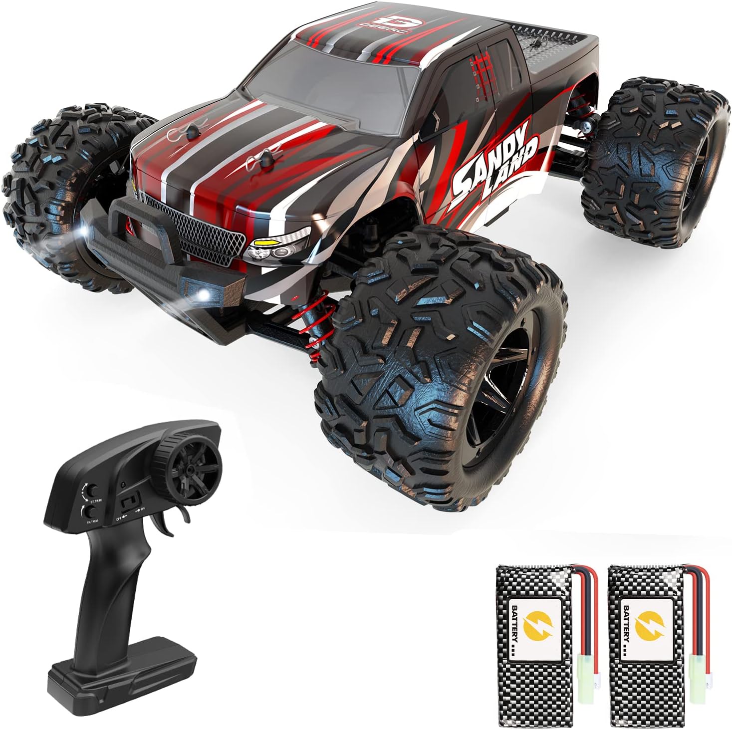 DEERC 9300 1:16 High-Speed RC Cars, 40 KM/H, 4WD Off Road Monster Trucks, 2.4GHz All-Terrain Toy Trucks, 2 Batteries