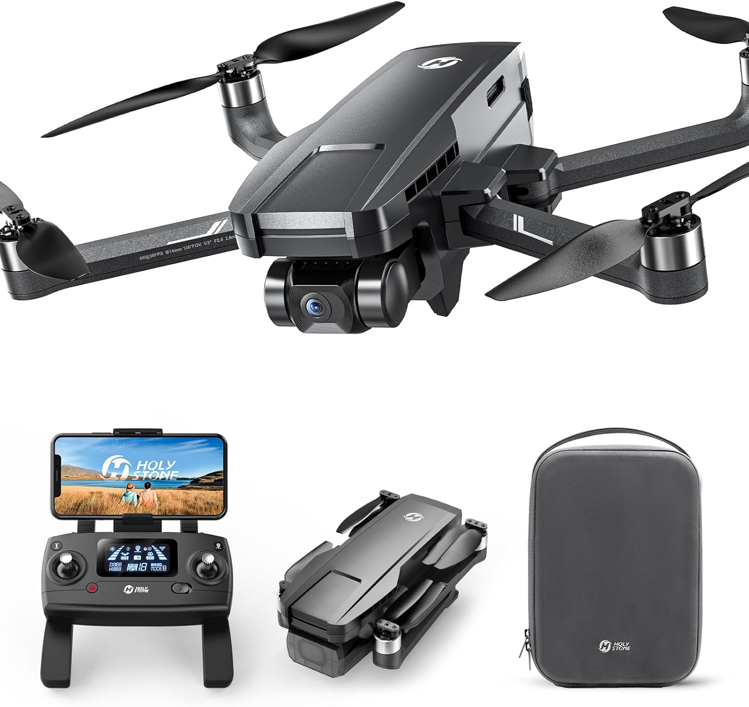 Holy Stone HS720G GPS Drone for Adults with 4K Camera, 2-Axis Gimbal, Built-in Remote ID, 120° FOV, Brushless Motor, 5G WiFi Transmission, and Smart Return Home - Professional FPV Drone for Beginners