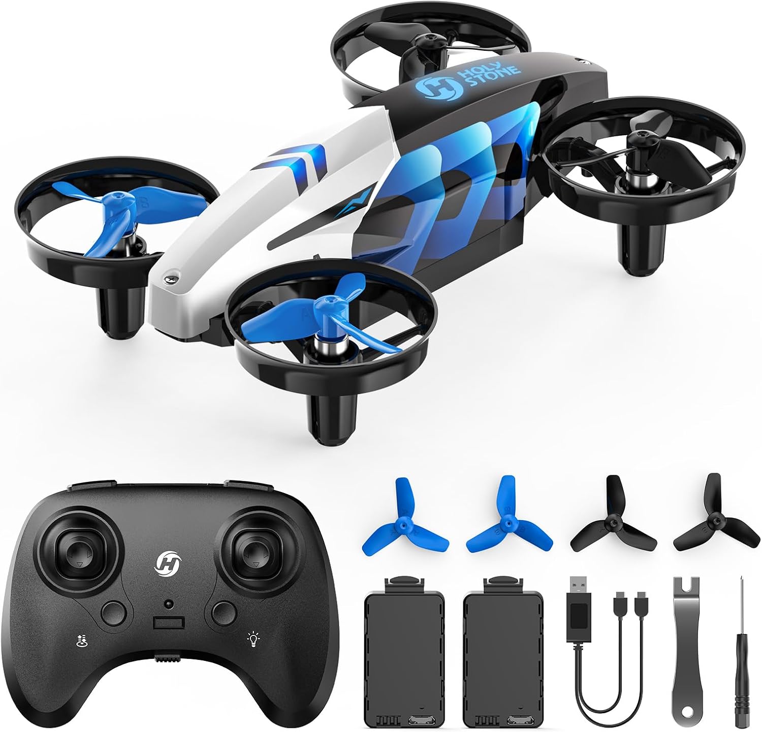 Holy Stone HS210T 2-in-1 Indoor Drone with Land & Fly Mode, Four Posture Deformations, Circle Fly, LED Lights, 3D Flip, Auto Hover, Toy Gift