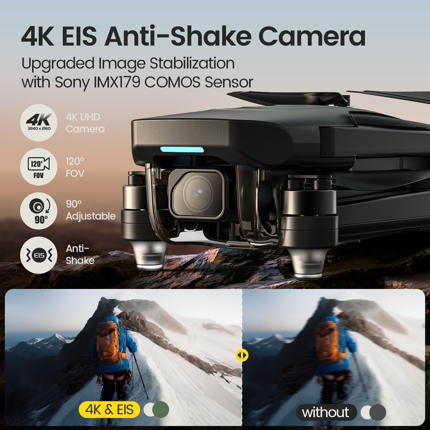 Holy Stone HS175G GPS Drone with 4K EIS Camera, 60 Mins Flight Time, Brushless Motor, Tap Fly, Auto Return, Follow Me, 249g Foldable Drone, Upgraded HS175D, Available in US/CA/UK