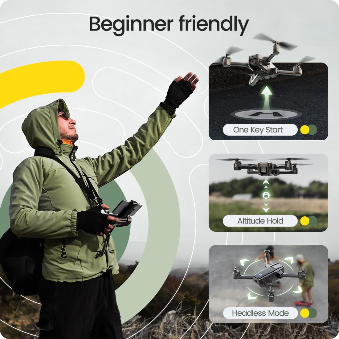 Holy Stone HS440 FPV Drone with 1080P HD Camera, Voice and Gesture Control, Headless Mode, Auto Hover, Gravity Sensor, Circle Fly, Unavailable in GE