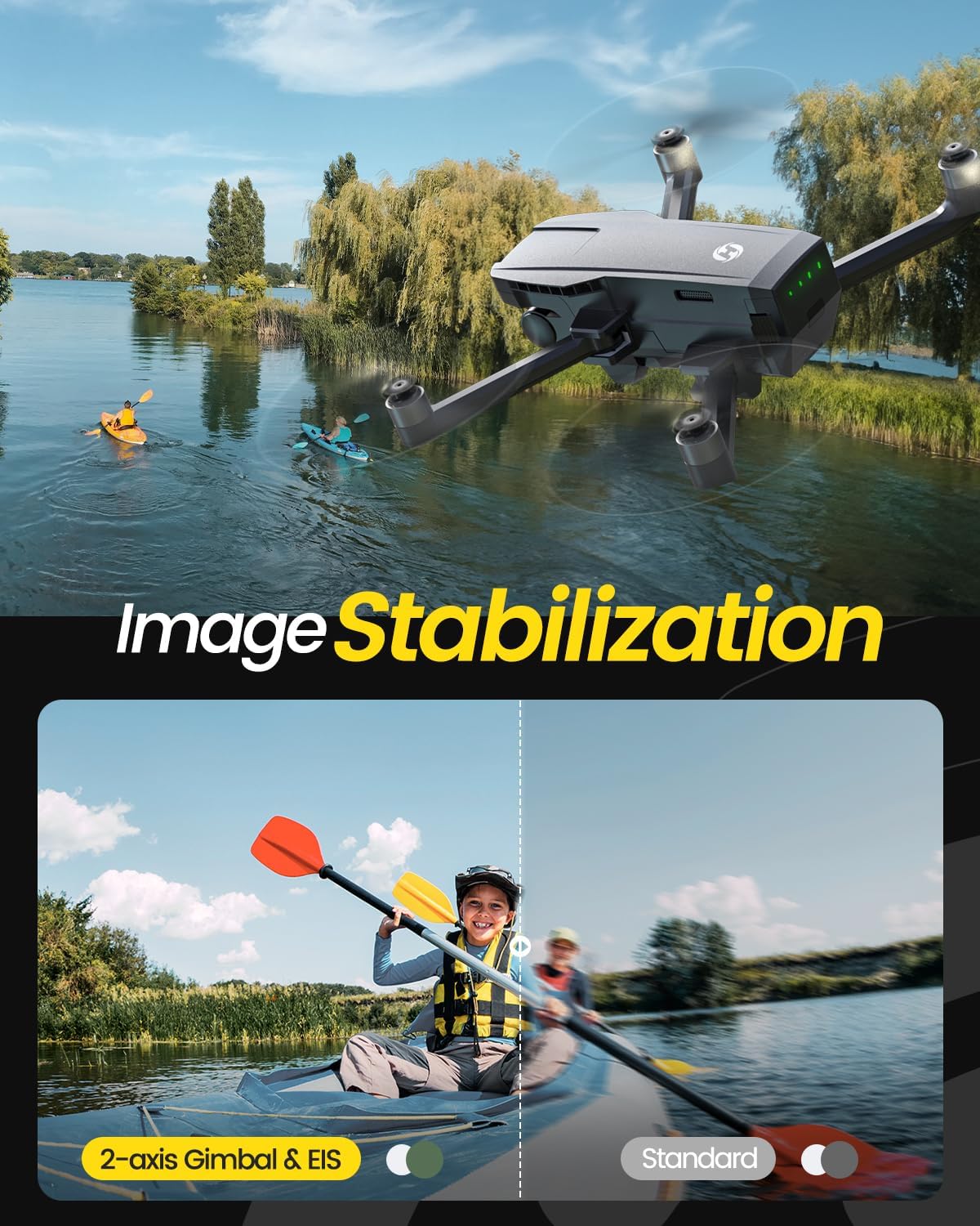 Holy Stone HS720G 2-Axis Gimbal GPS Drone with 4K EIS Camera, Integrated Remote ID, 3277FT Range, Brushless Motor, Auto Return, Follow Me, Available in US And AU