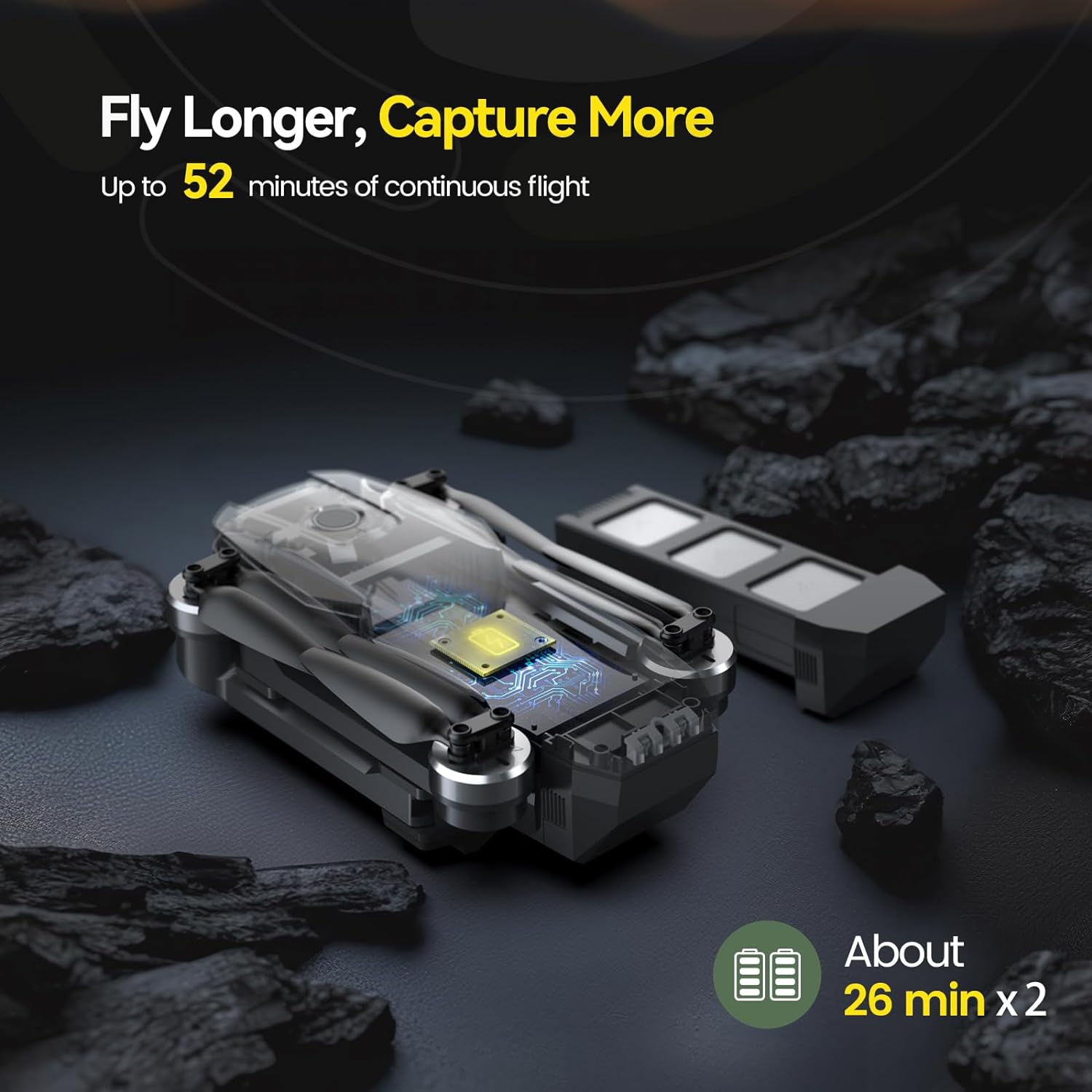 Holy Stone HS720 GPS Drone with 2 Batteries for Up to 52 Minutes of Flight Time