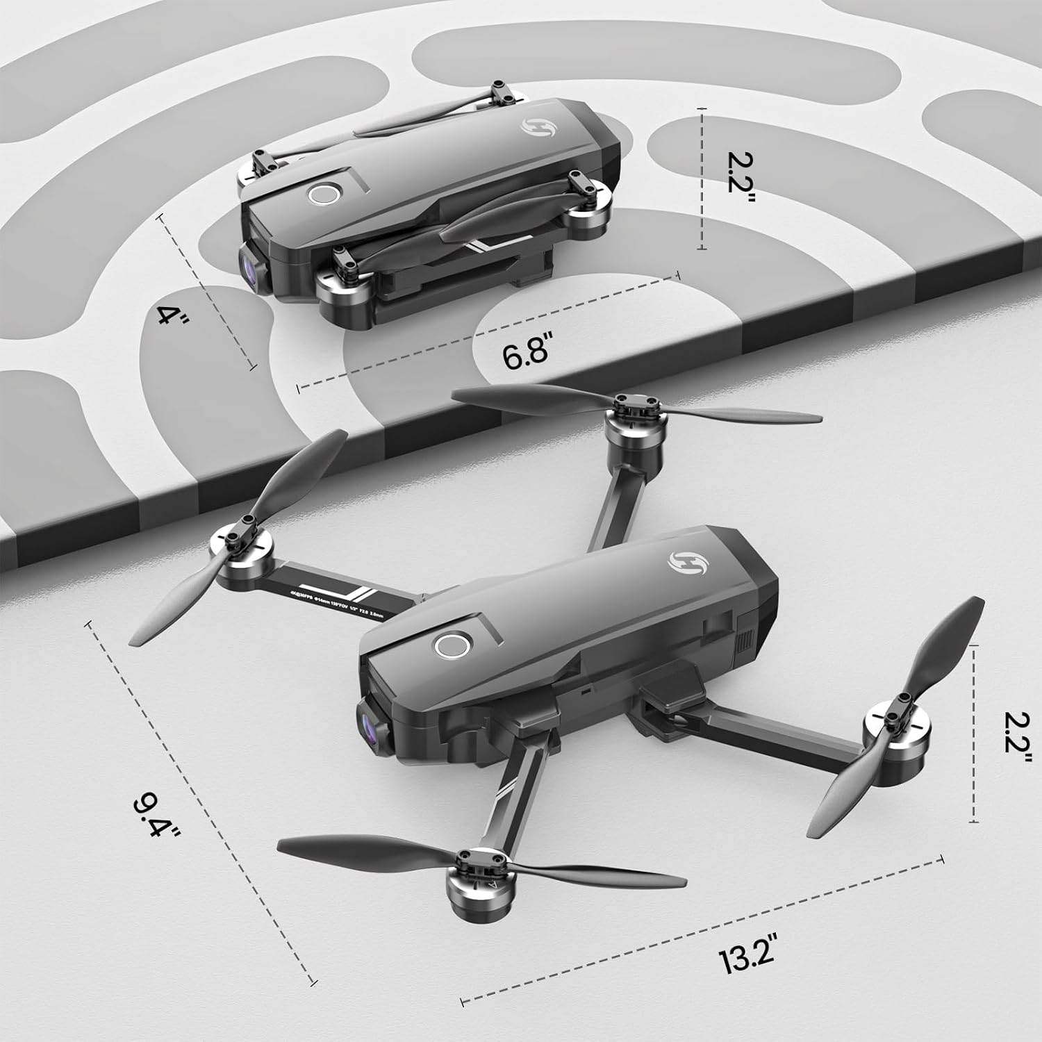 Holy Stone HS720E Drone Dimensions 13.3'L x 9.5'W x 2.3'H