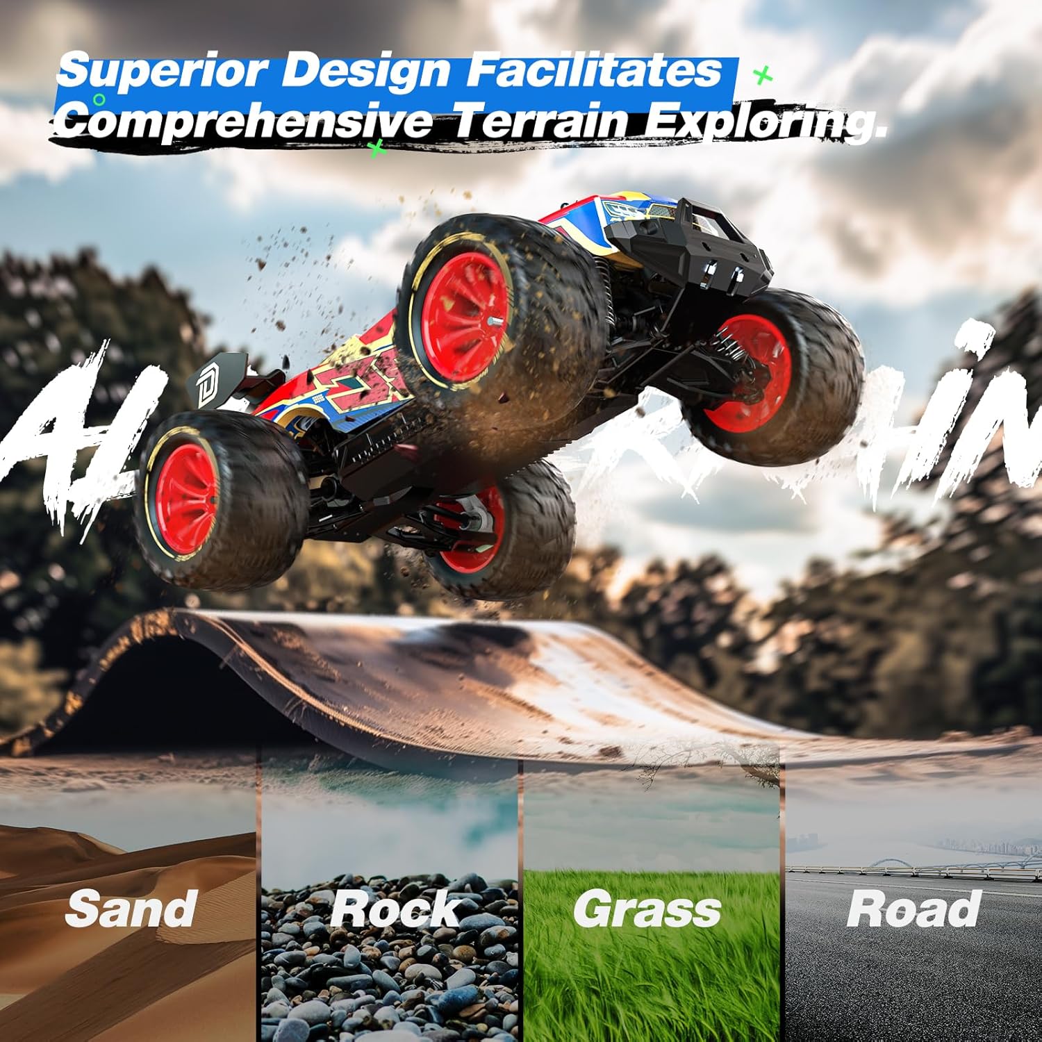 DEERC 003E 1:14 High-Speed RC Cars, Max 50 km/h, Brushless Motor, All-Terrain, 4x4 Waterproof Off-Road RC Car Gift, Available in the US/GE/CA