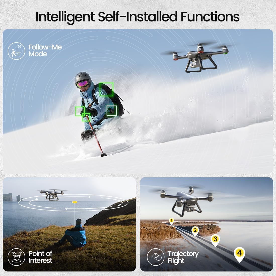 Holy Stone HS700E GPS Drone for Adults with Cameras 4K UHD, EIS Anti Shake 130°FOV Camera Drone, One battery and Carrying Case Included