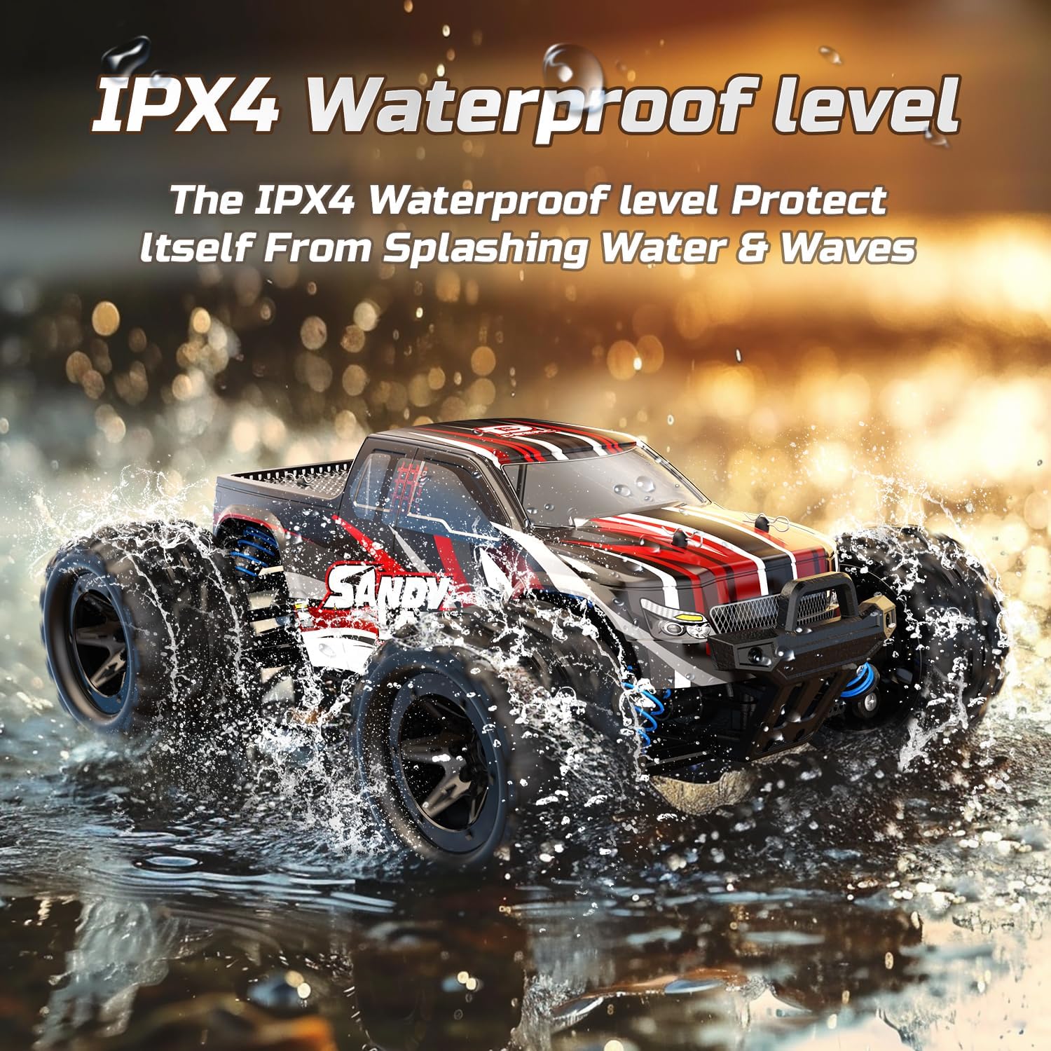 DEERC 9300 1:16 High-Speed RC Cars, 40 KM/H, 4WD Off Road Monster Trucks, 2.4GHz All-Terrain Toy Trucks, 2 Batteries