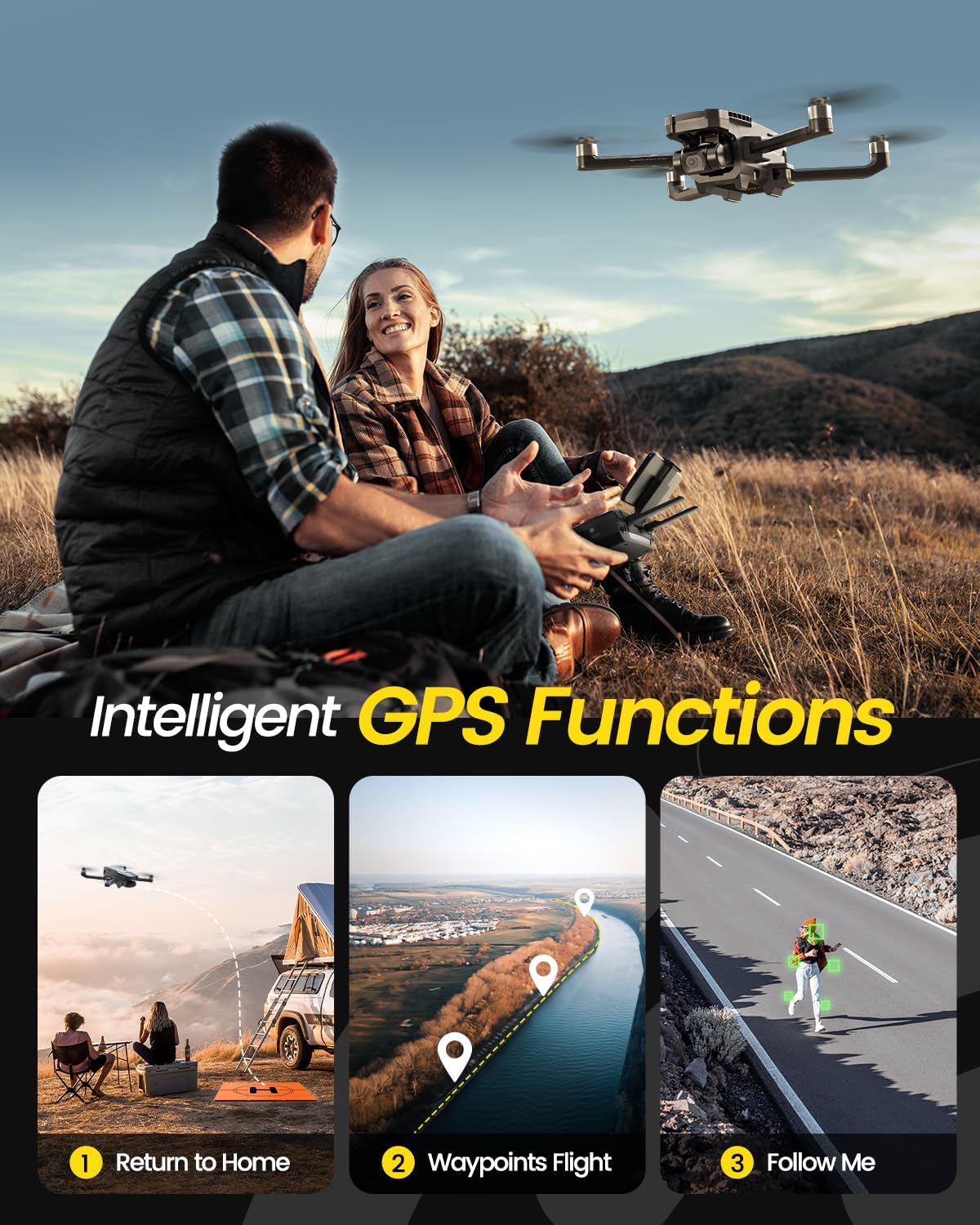 Holy Stone HS720G GPS Drone with Return to Home, Waypoints Flight, and Follow Me Functions