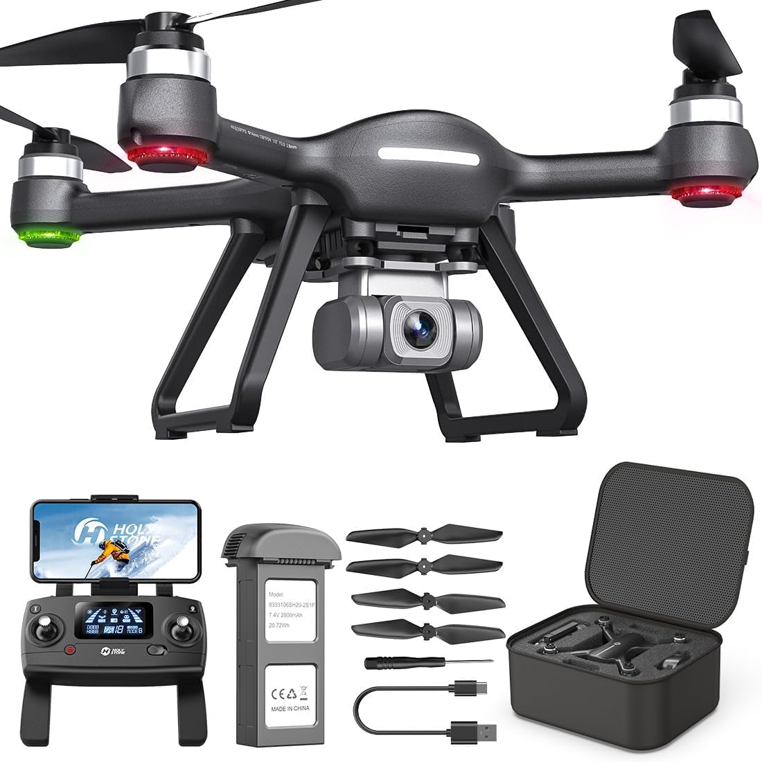 Holy Stone HS700E GPS Drone for Adults with Cameras 4K UHD, EIS Anti Shake 130°FOV Camera Drone, One battery and Carrying Case Included