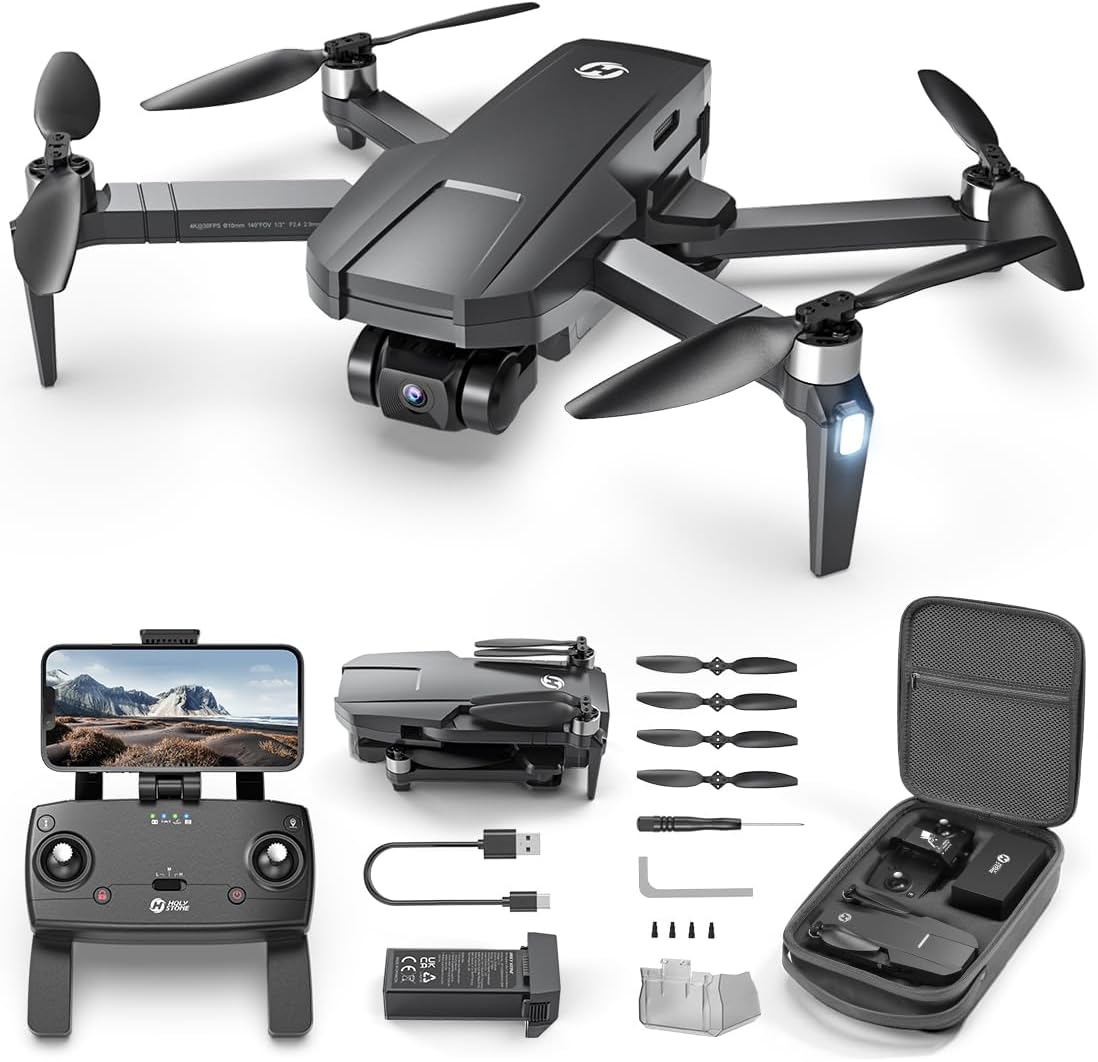 Holy Stone HS720R GPS Drone for Adults with 4K EIS Camera, 3-Axis Gimbal, FPV, Foldable Design, 10000 Feet Video Transmission Range, Brushless Motor, Follow Me, and Auto Return