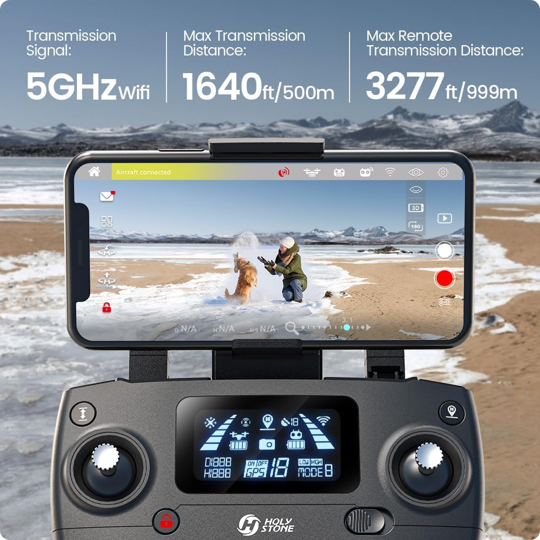 Holy Stone HS700E GPS Drone for Adults with Cameras 4K UHD, EIS Anti Shake 130°FOV Camera Drone, One battery and Carrying Case Included