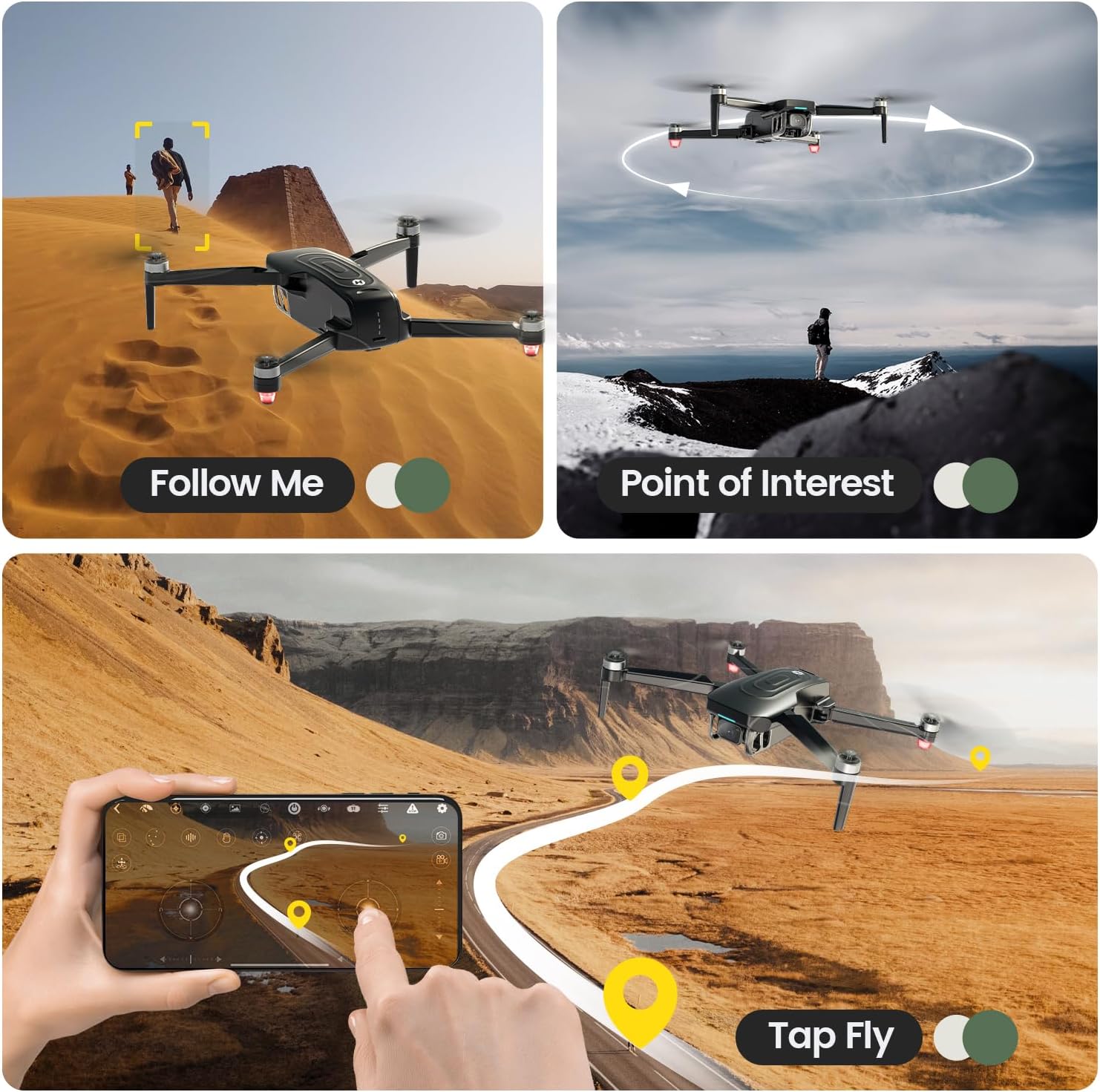 Holy Stone HS175G GPS Drone with 4K EIS Camera, 60 Mins Flight Time, Brushless Motor, Tap Fly, Auto Return, Follow Me, 249g Foldable Drone, Upgraded HS175D, Available in US/CA/UK