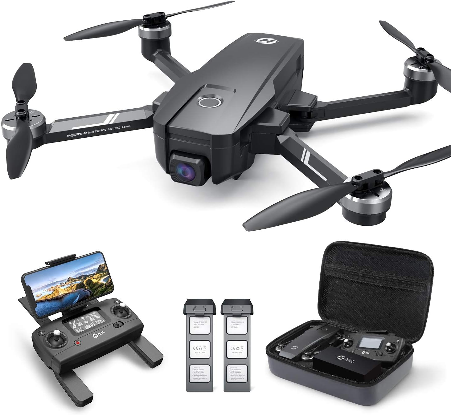 Holy Stone HS720E Drone for Adults with 4K Camera, Integrated Remote ID, 46-Minute Flight Time with 2 Batteries, 5GHz FPV Transmission, 130° FOV EIS Camera, 4K/30FPS Video, Brushless Motor, Auto Return, Follow Me, and GPS for Beginners