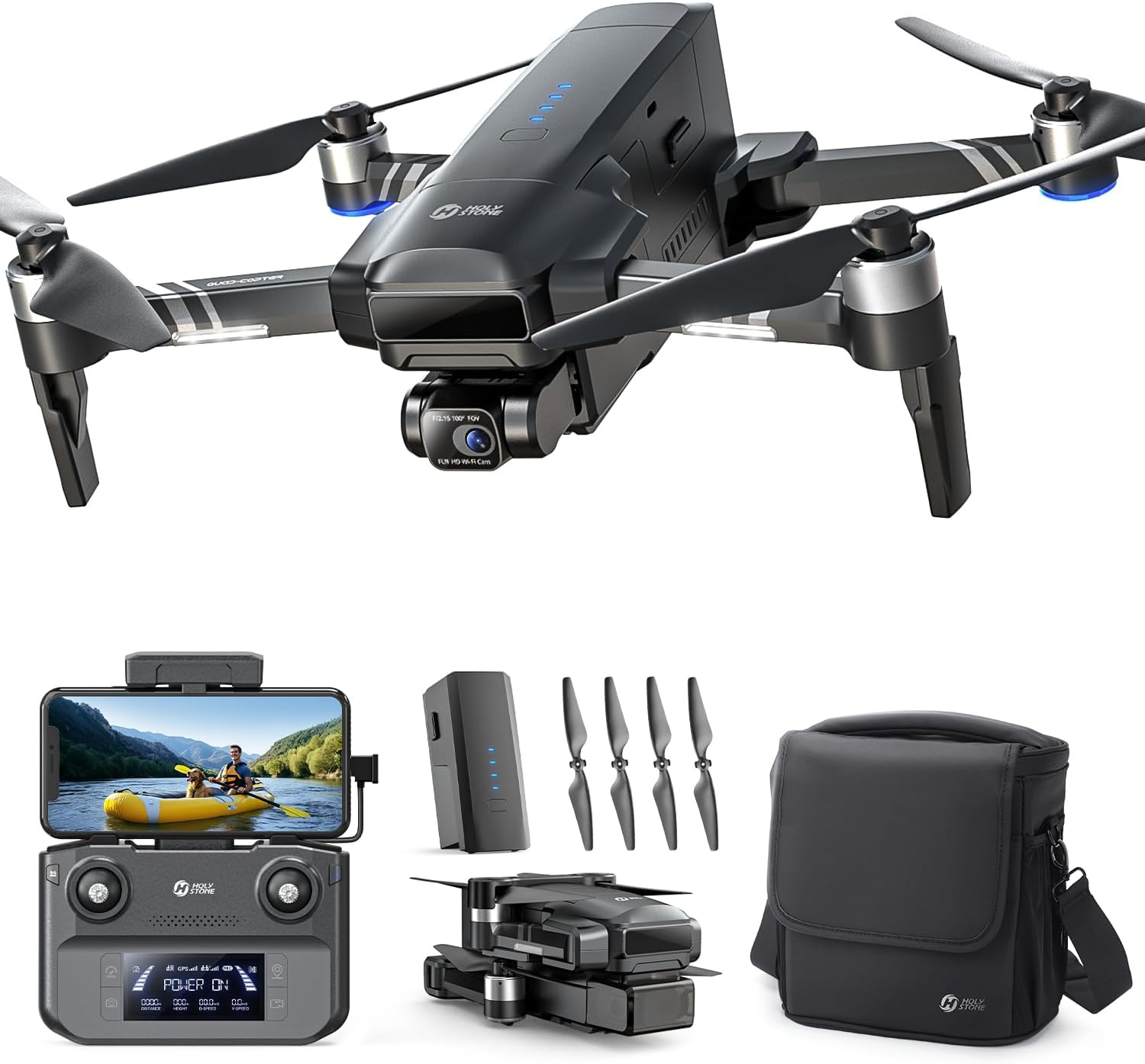 Holy Stone HS600 2-Axis Gimbal GPS Drone with 4K EIS Camera, Integrated Remote ID, 28-Min Flight Time, 10000FT Transmission, Brushless Motors, Auto Return, Level-6 Wind Resistance
