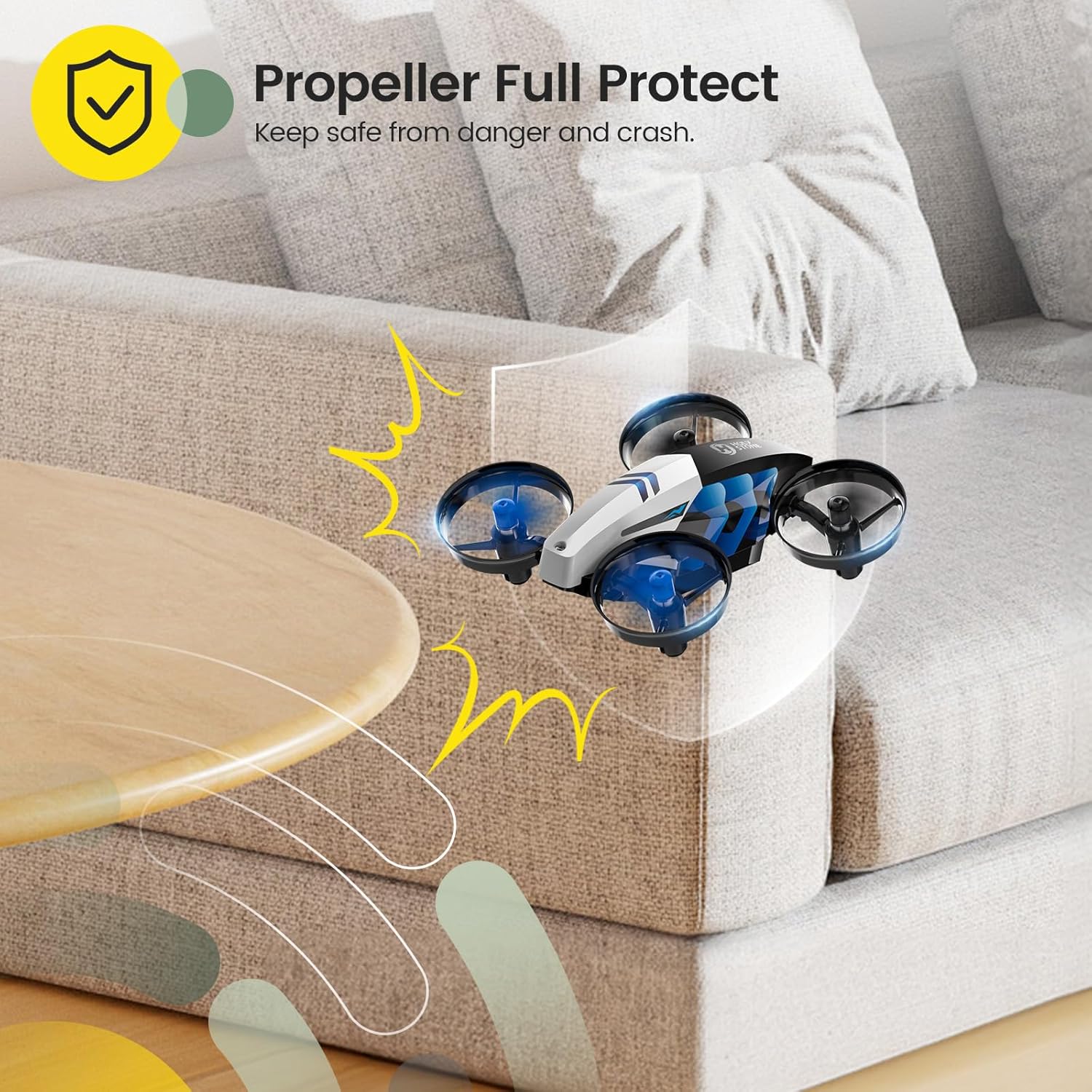 Holy Stone HS210T 2-in-1 Indoor Drone with Land & Fly Mode, Four Posture Deformations, Circle Fly, LED Lights, 3D Flip, Auto Hover, Toy Gift