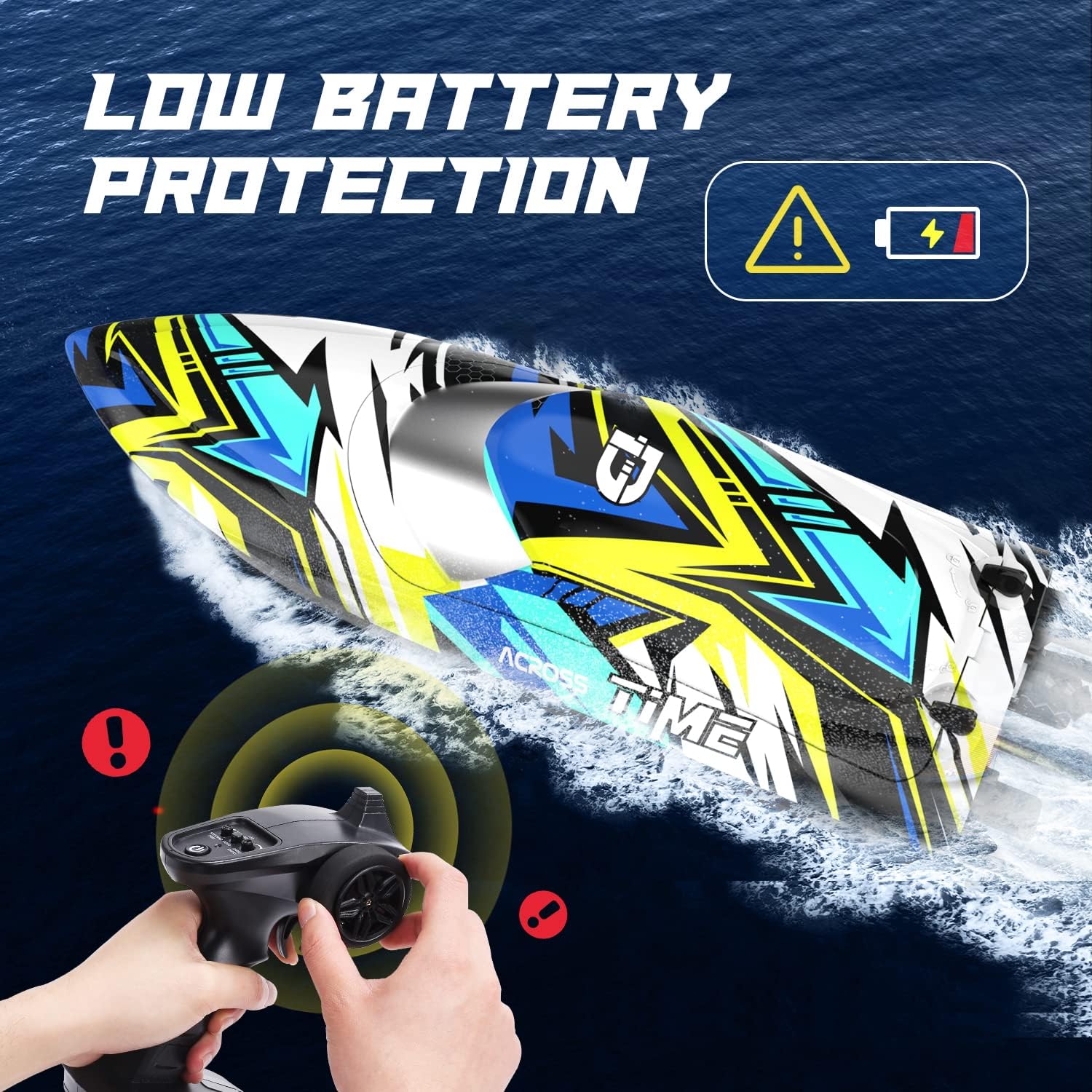 DEERC 2104 High Speed RC Boat with 30+ MPH, Brushless Motor, Self-Righting, Demo Stunts, Waterproof,  LED Light, 2.4Ghz RC Boat, Available in US/DE/CA
