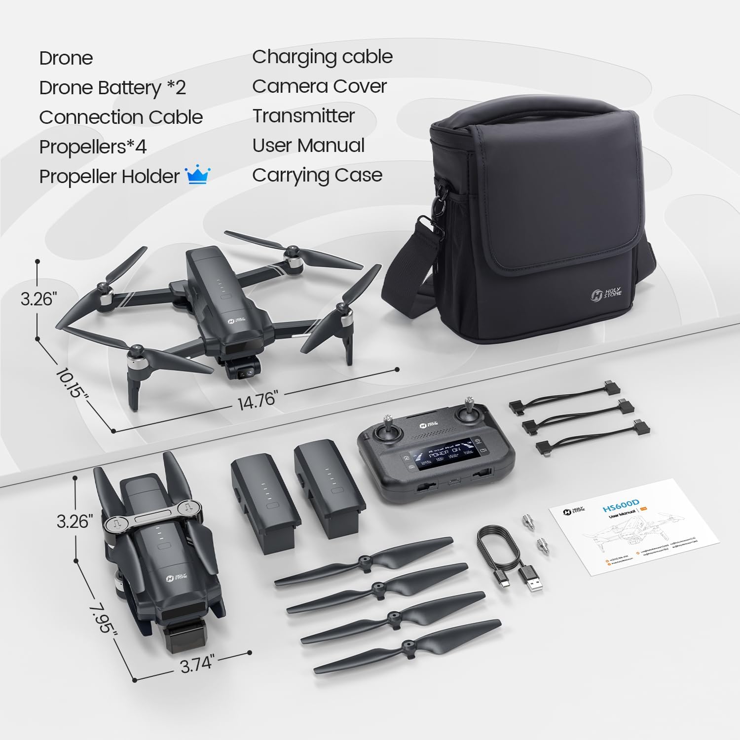 Holy Stone HS600D 3-Axis Gimbal GPS Drone with 4K EIS Camera, Integrated Remote ID, 80 Min Flight, 20000FT Transmission, Auto Return, Level-6 Wind Resistance, Available in the US and Canada
