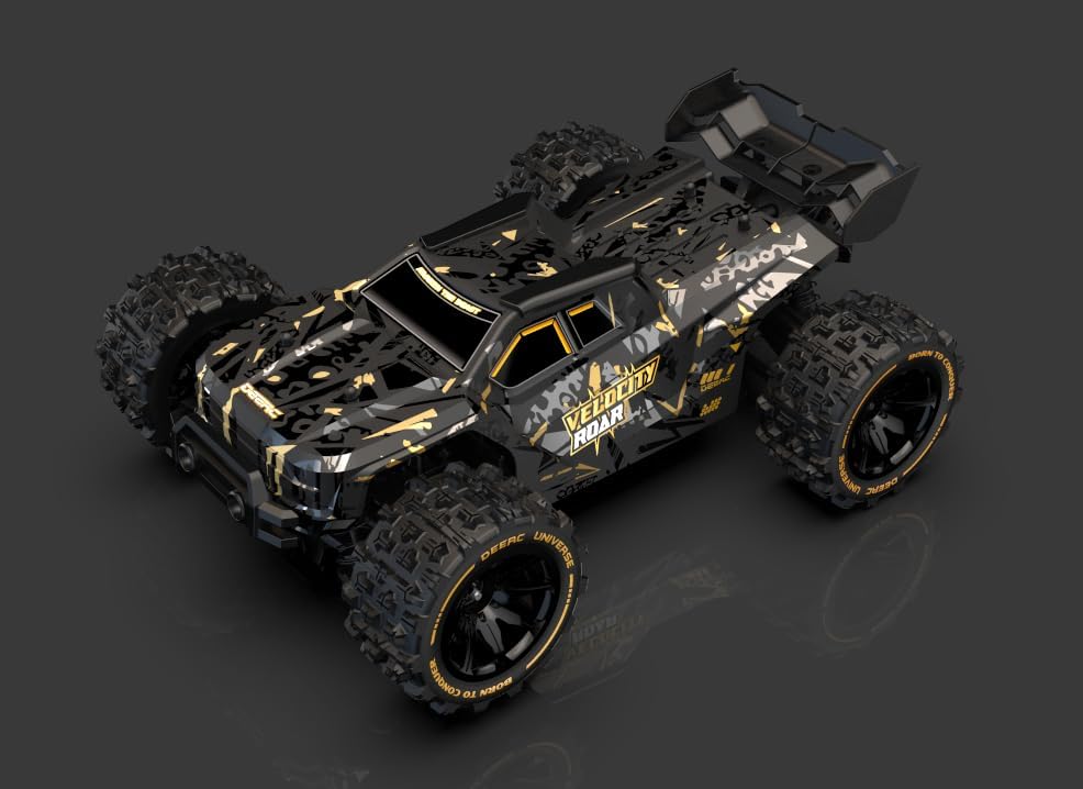 DEERC 14210 1:14 High-Speed RC Cars, Max 50+ MPH, 2 3S Lipo Batteries, Brushless Motor, 4x4 Waterproof, All-Terrain RC Truggy for Snow,Sand & Mud, Available in US/CA/UK