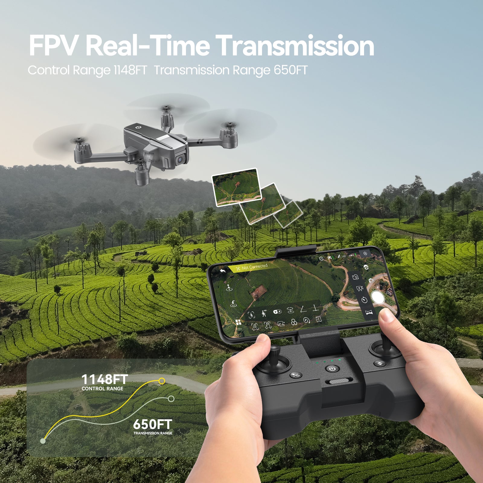 Holy Stone HS440D GPS Drones with 4K UHD Camera, Under 249g, Auto Return, Follow Me, Headless Mode, Tap Fly, Emergency Stop