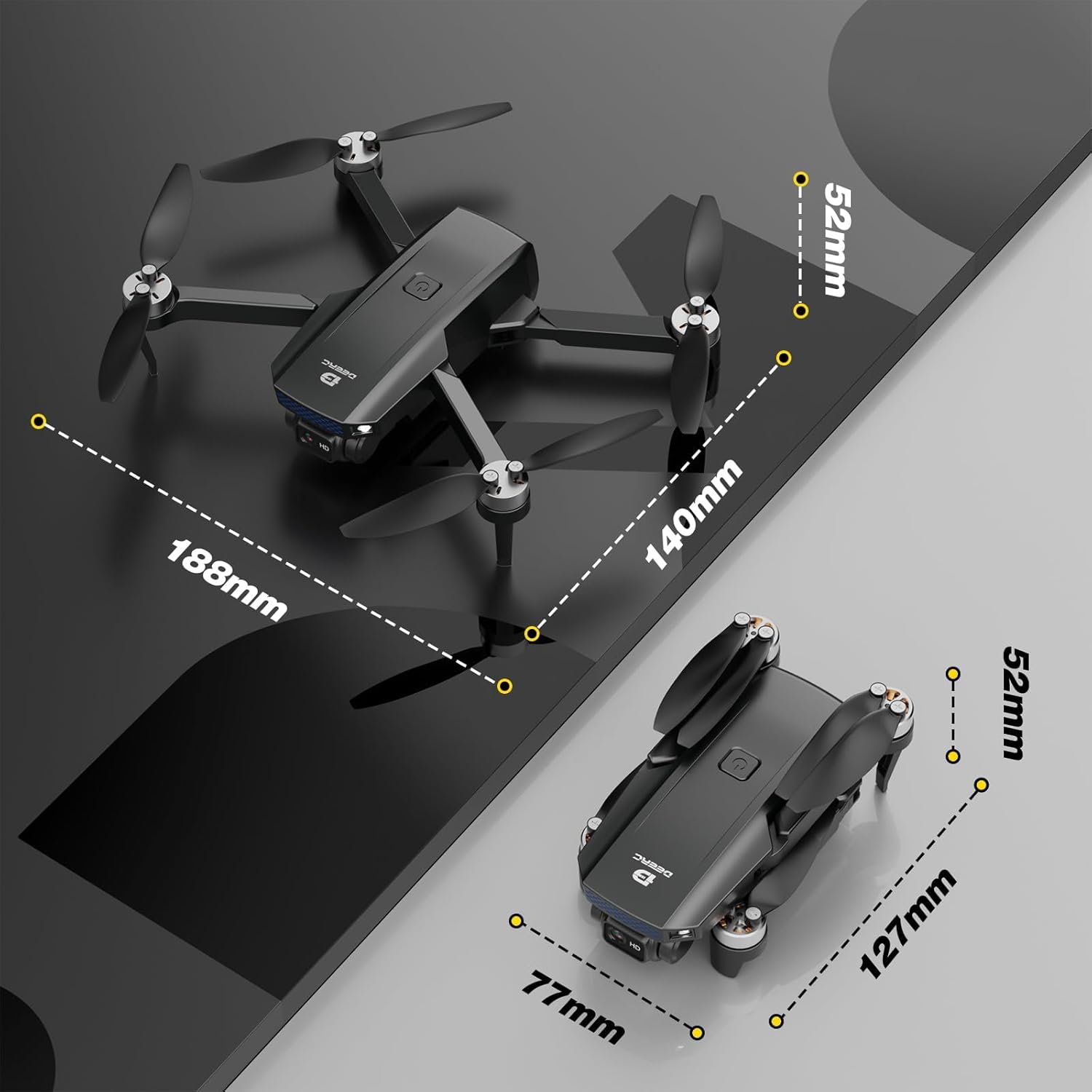 DEERC D20S FPV Drone with 1080P HD Camera, Brushless Motor, Circle Fly, High-Speed Rotation, Optical Flow, Altitude Hold, Emergency Stop, 3D Flips, 2 Batteries, Available in US And DE