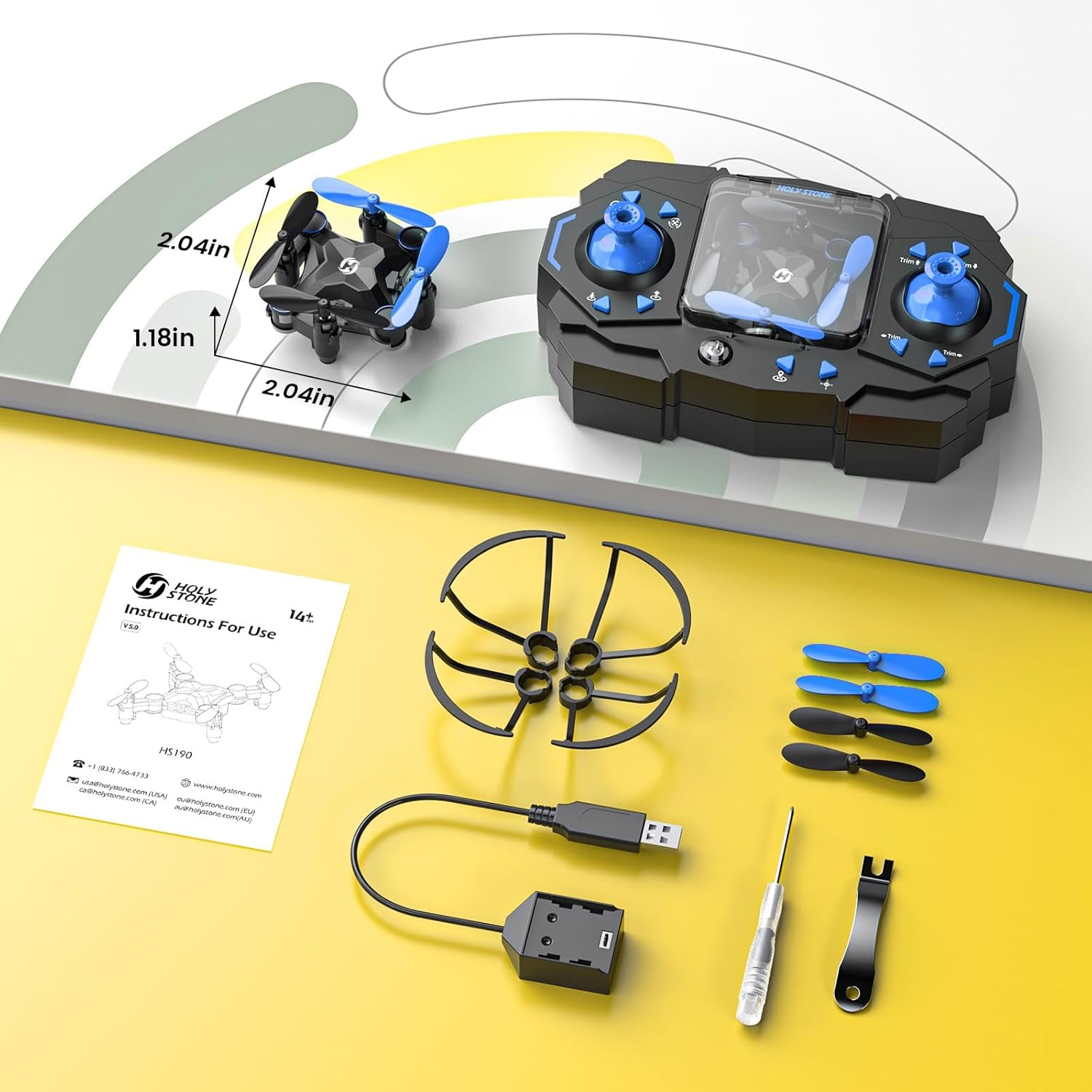 Holy Stone HS190 Mini Drone with One-Key Take-off/Landing, Altitude Hold, Self Rotation, 3D Flips, 3 Speeds and Auto Hover, Emergency Stop, Gifts Toys