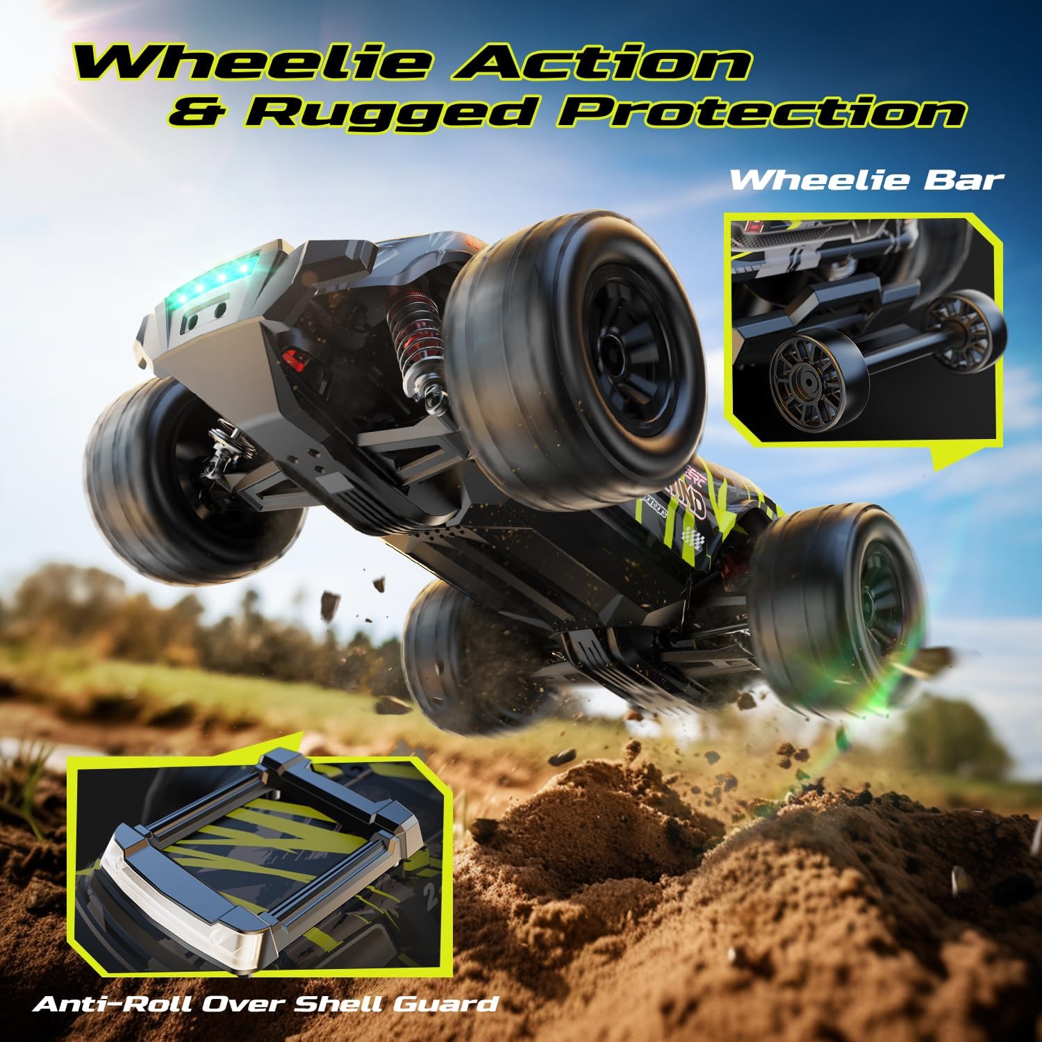DEERC 1611 1:14 Brushless RC Car with 43 MPH, 4WD Off-Road, 4x4 All Terrain, 2 Batteries, Waterproof Vehicle, 3S Compatible