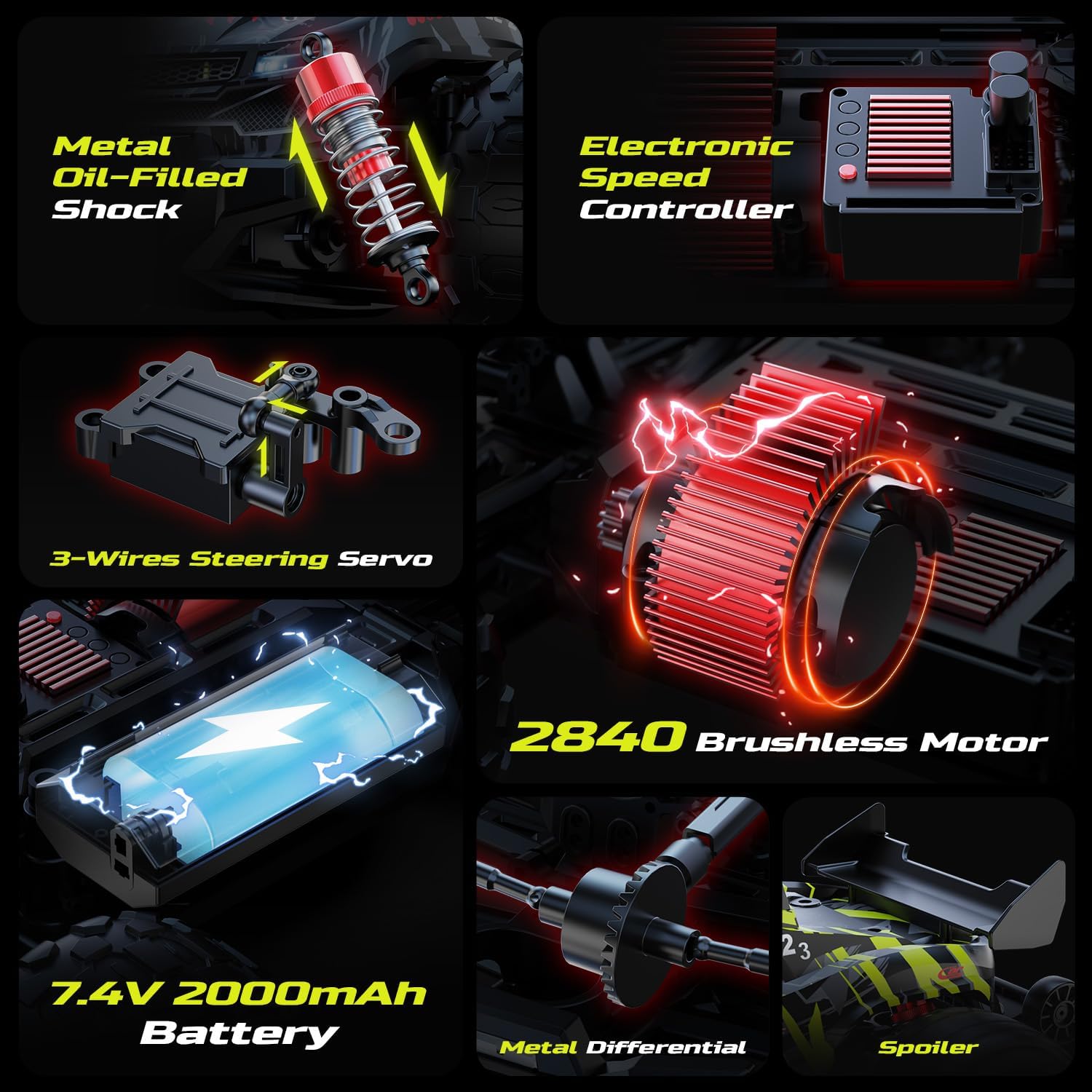 DEERC 1611 1:14 Brushless RC Car with 43 MPH, 4WD Off-Road, 4x4 All Terrain, 2 Batteries, Waterproof Vehicle, 3S Compatible