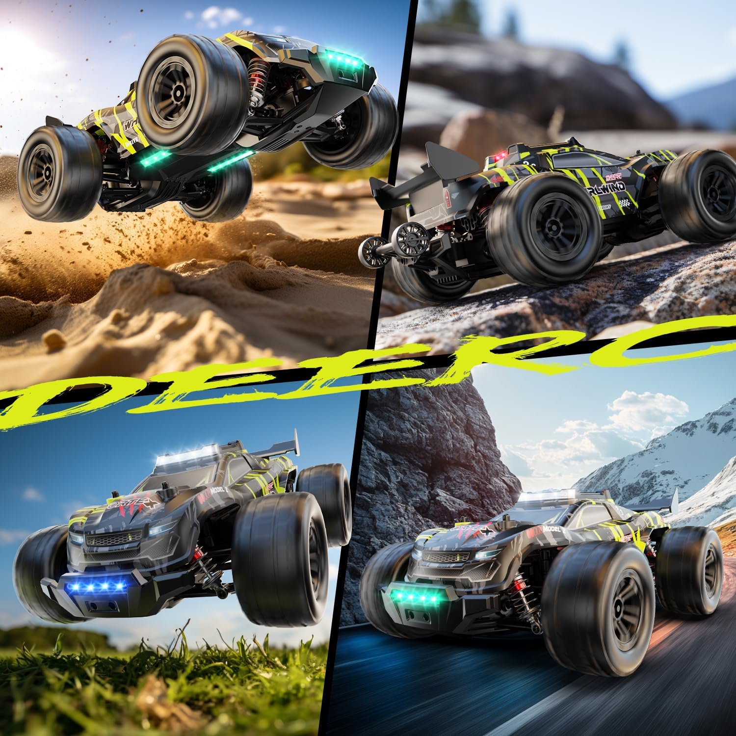DEERC 1611 1:14 Brushless RC Car with 43 MPH, 4WD Off-Road, 4x4 All Terrain, 2 Batteries, Waterproof Vehicle, 3S Compatible