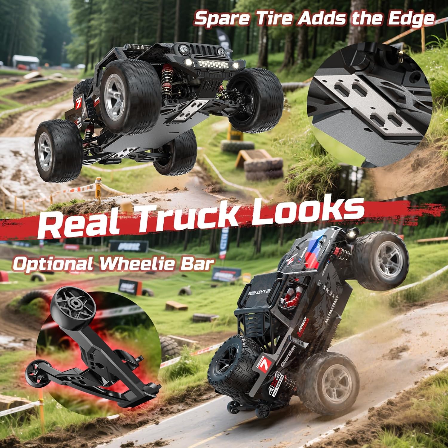 DEERC 207E 1:10 Brushless RC Truck with 60 KMH High Speed, 4WD Electric Off-Road, All Terrain, 3S Batteries