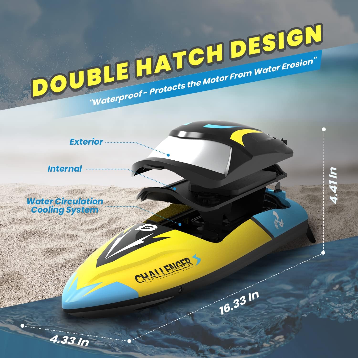 DEERC 2104 High Speed RC Boat with 30+ MPH, Brushless Motor, Self-Righting, Waterproof,  LED Light, 2.4Ghz RC Boat, Available in US/DE/AU