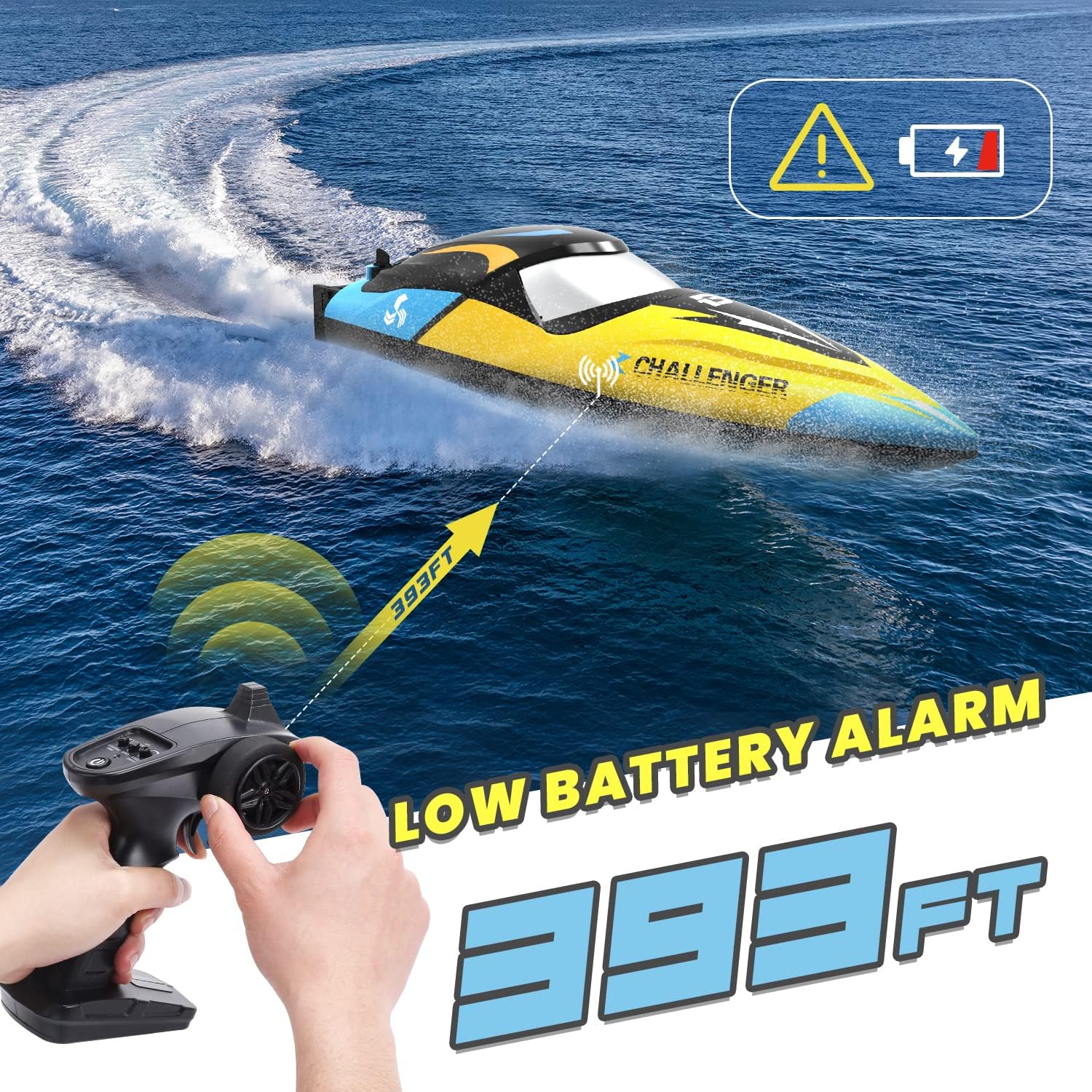 DEERC 2104 High Speed RC Boat with 30+ MPH, Brushless Motor, Self-Righting, Waterproof,  LED Light, 2.4Ghz RC Boat, Available in US/DE/AU
