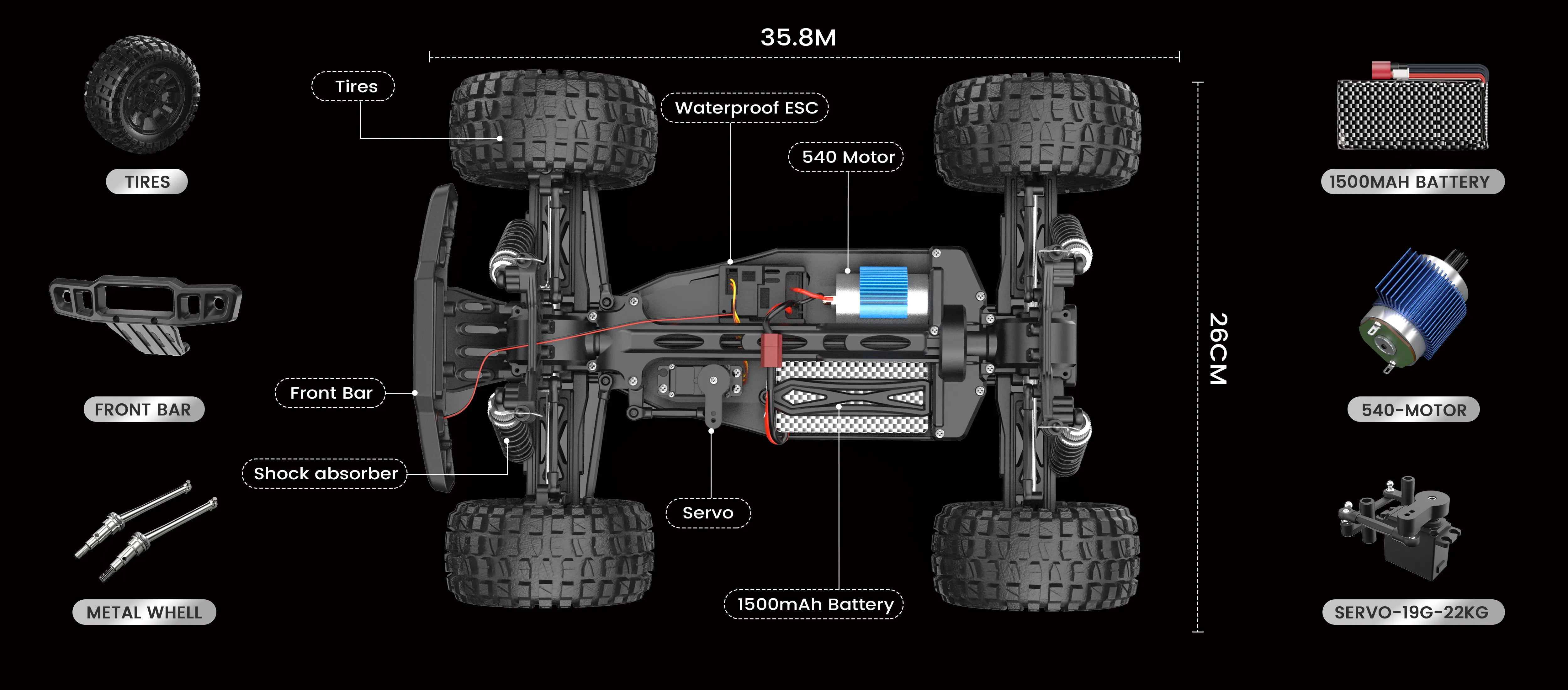 DEERC 9200E/9201E/9203E/9205E/9206E/200E/210E RC Car Accessories