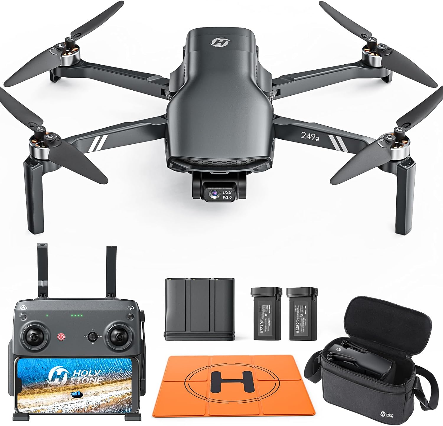 Holy Stone HS900 3-Axis Gimbal GPS Drones with 4K Camera, 249g FAA Compliant, 20000Ft Transmission, 30 Min Flight, Auto Return, Level-5 Wind Resistance, Available in USA
