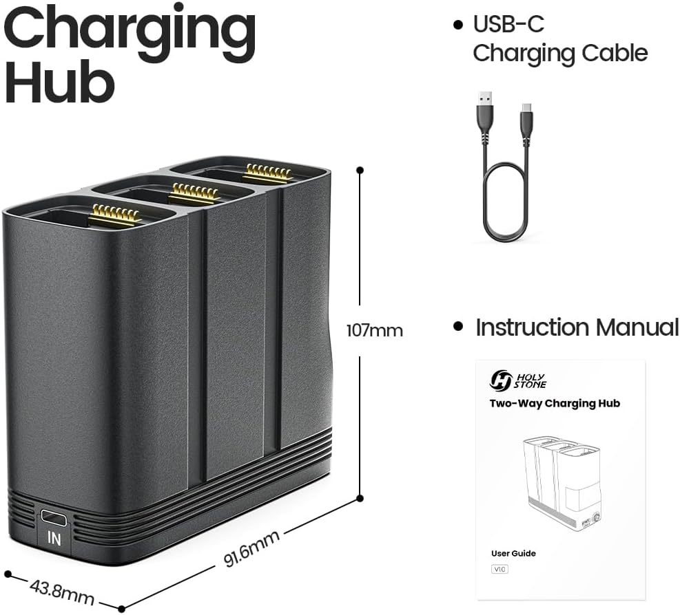 H 3 Batteries Fast Charging Hub for Holy Stone HS900 Drones with Camera for Adults 4K, Supporting QC3.0 Fast Charging, Holy Stone HS900 Charging Hub Accessory for HS900 GPS Drone with Camera