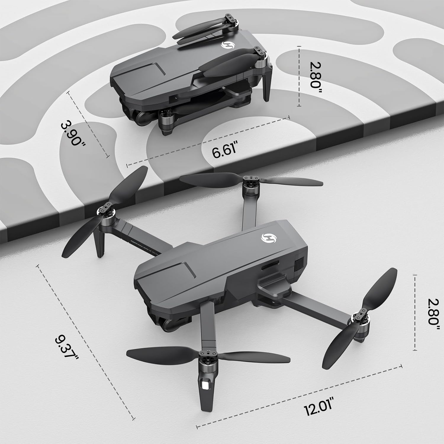 Holy Stone HS720R GPS Drone Dimensions: 12'L x 9.3'W x 2.7'H